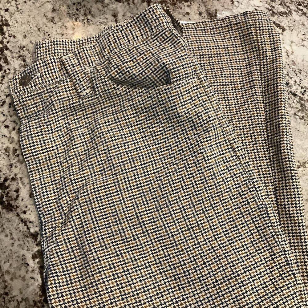 Vintage Wrangler Pants Mens 35x33 Brown Houndstooth 70s Retro Boho Hippie *